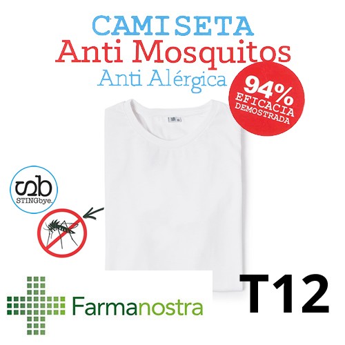 Camiseta antimosquitos stingbye camiseta manga corta  | talla t12 | color blanco